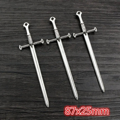 10pcs/lot Antique Silver Plated Sword Blade Charms Pedants DIY Jewelry Making Accessories for Necklace Craft Findings