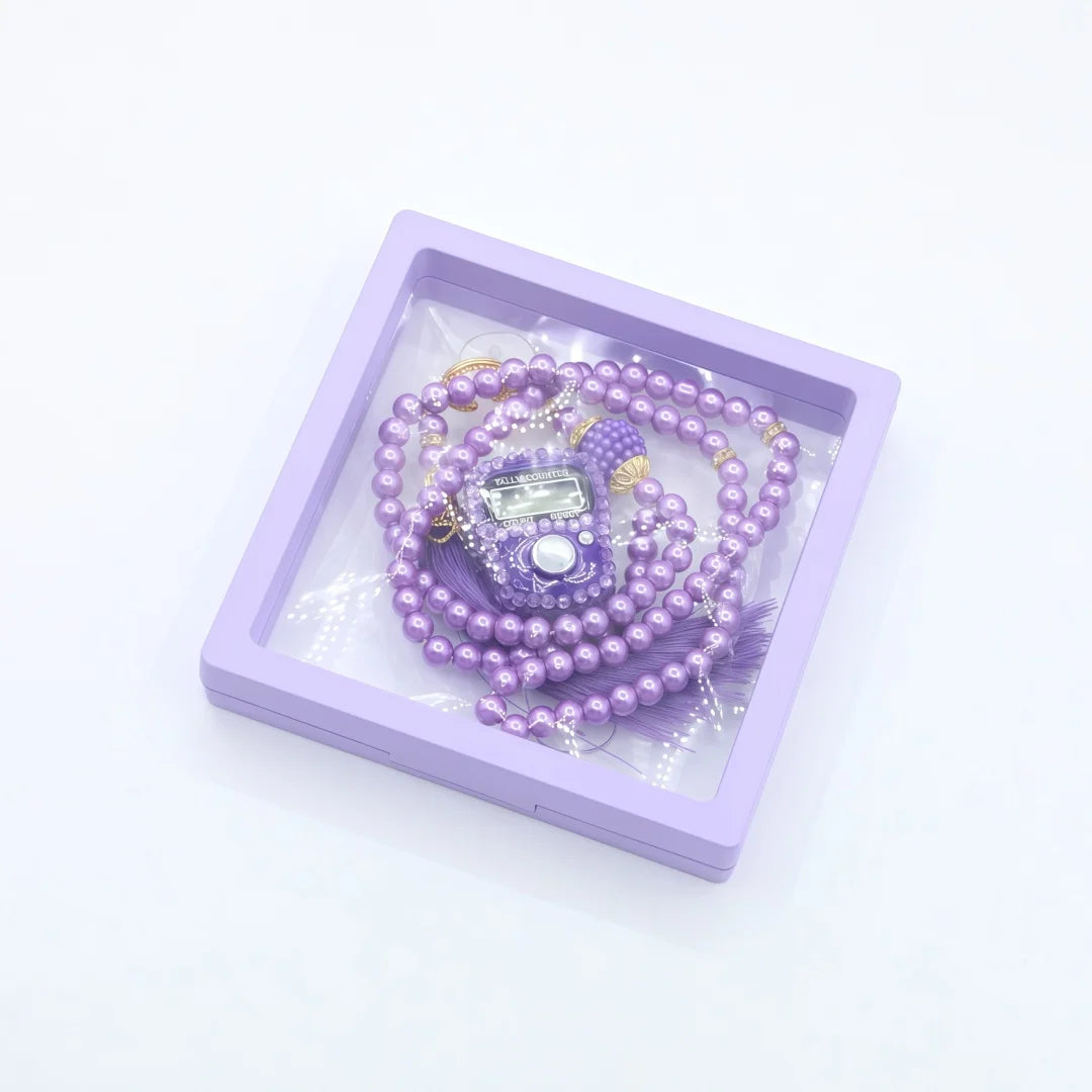 Islamic Prayer Beads Gift Set 99 Beads Tasbih Digital Finger Counter in Gift Box Muslim Set Meaningful Gift for Ramadan