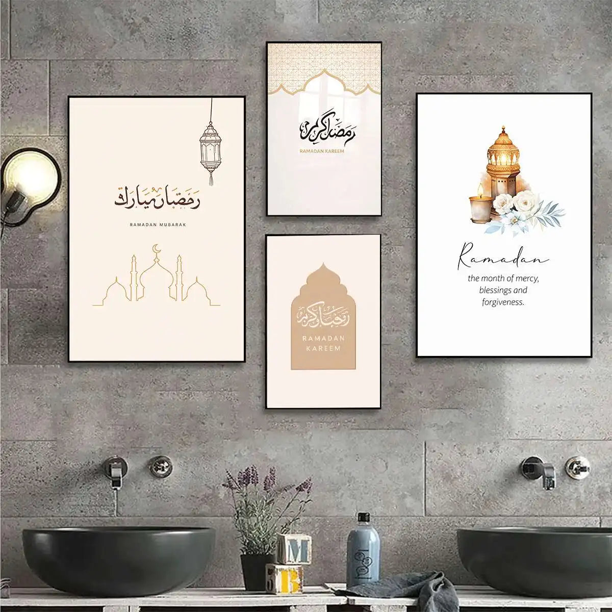 Islamic Grand Mosque Architectural Art, Sacred Holy Place Canvas Print, Muslim Home Wall Decor Prayer Room Ramadan Eid Gift