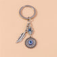 Retro Alloy Turkish Lucky  Evil Eyes Keychain Hamsa Hand Key Ring Pendant for Women Girls Handbag Decor DIY Jewelry Gifts
