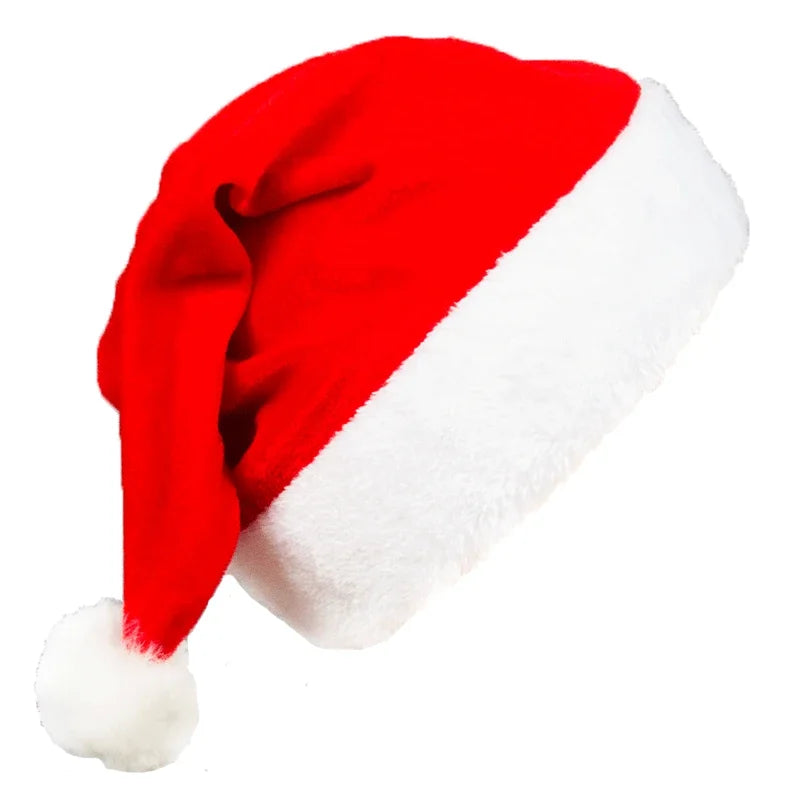 Red Gold Silk Velvet Border Christmas Hat for Adults and Children, Snowman, Elk, Santa Claus, Hat Decoration, New, 2025