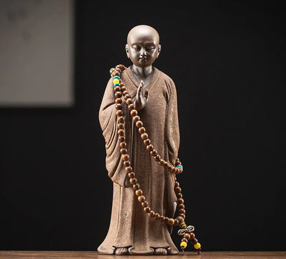 Ceramics  Little Monk sculptures and figurines  ceramic buddha statue Home Room Office Wealth Luck Feng Shui Decor blessing gift