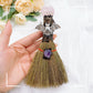 Natural Amethyst Crystal Love Heart Magic Broom Gem Crafts Home Decoration Reiki Healing Witch Broomstick Christmas Gift
