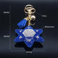 2024 Judaism Hexagram Blue  Crystal Bag Accessories Women Turkey Eye Alloy Gold Color Key Chain Jewelry ojo turco KK11S05