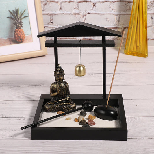 Buddha Sand Tray Zen Garden Decor Resin Craft Home Ornament for Living Room Desktop Meditation Focus Innovative Mindful Gift