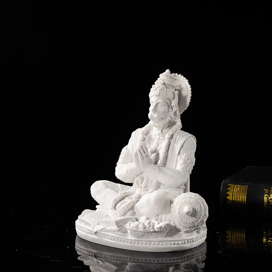 Vilead Sandstone White Hanuman Statue Hindu Monkey God Sculpture Yoga Meditation Decoration Buddha Ganesha Vishnu India FengShui
