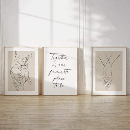 Together Is Our Favourite Place To Be Bedroom Print Wall Art Above The Bed Decor Line Text Art Minimalist Decoration Gift Poster