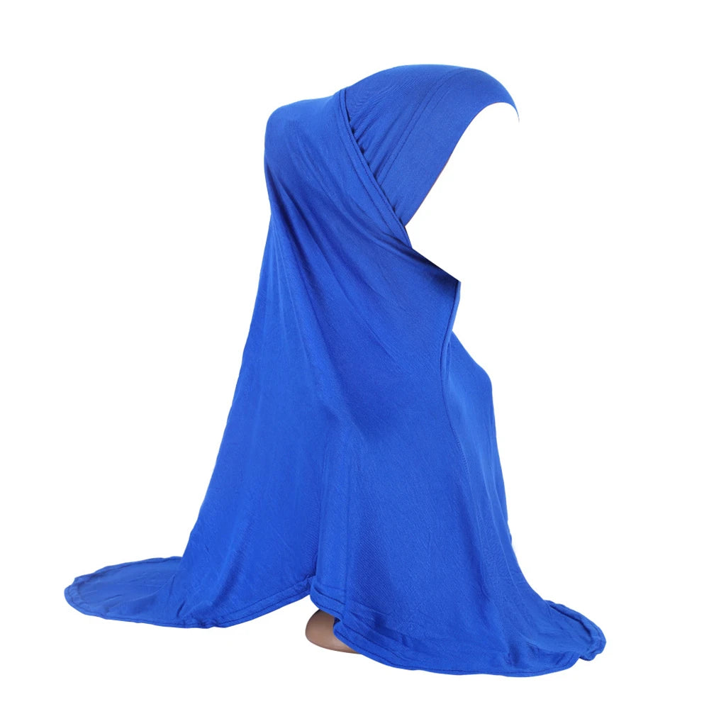 Women 2 Piece Solid Color Amira Jersey Muslim Hijab Soft Stretch Head Scarf with Tube Inner Underscarf Cap Hood Prayer Turbante