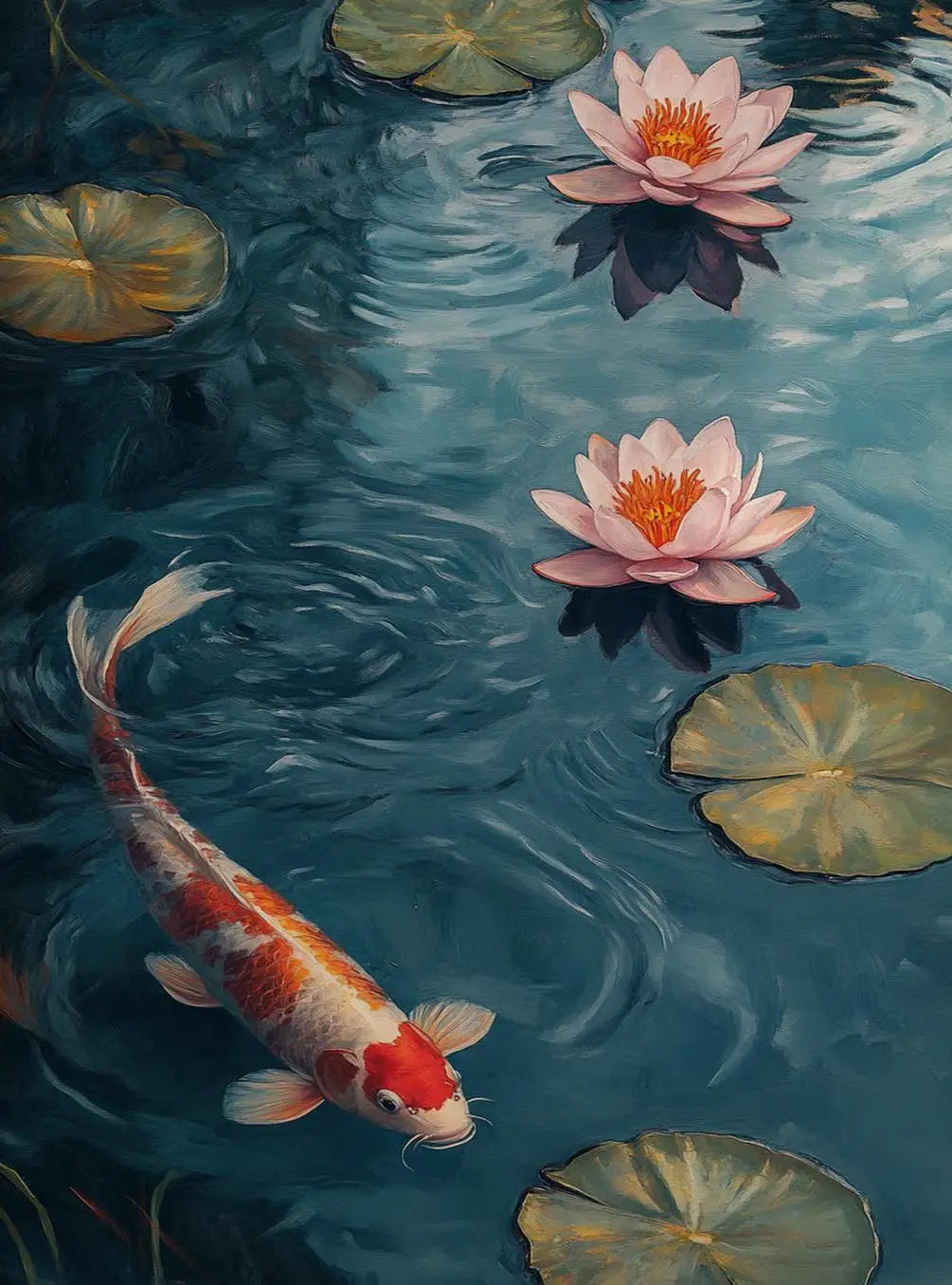 Asian Japanese Zen Tranquility Natural Aesthetics Koi Carp Art Poster Canvas Printing Living Room Bedroom Home Wall Decoration