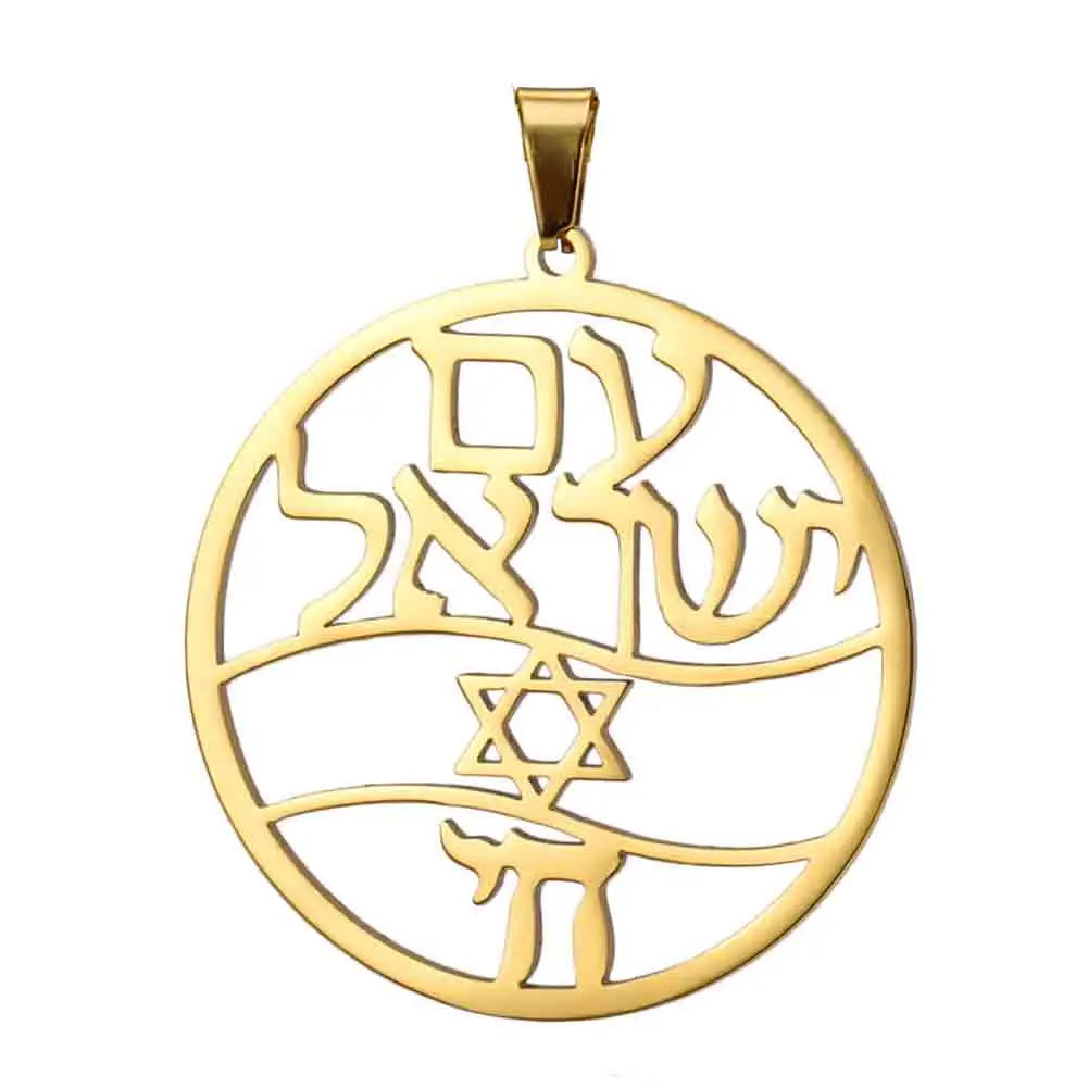 Teamer Stainless Steel Jewish Star of David Israel Map Hebrew Letter Charm Pendant for Jewelry Making Necklace DIY Wholesale