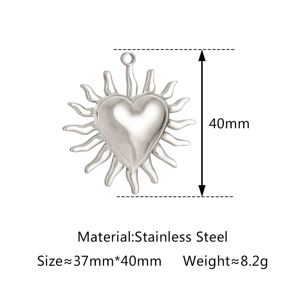 3Pcs Large Casting Vortex Face Sun Charms Stainless Steel Heart Celestial Pendants Fashion Jewelry Making DIY Bracelets Necklace