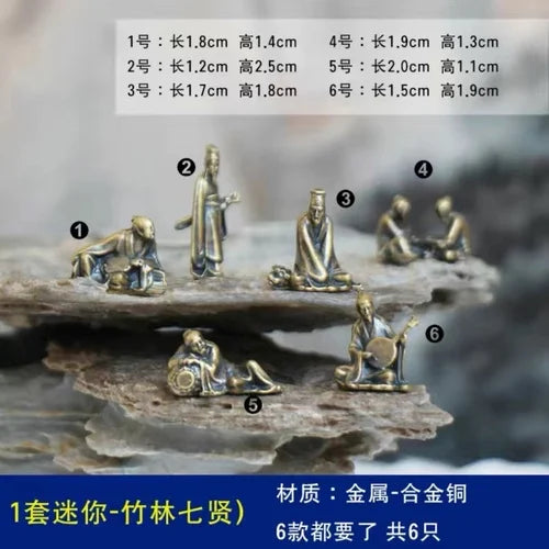 Micro Landscape Bronze Chinese Buddha Ancient Tea Ceremony Zen Moss Rockery Bonsai Sand Table Decorationfairy Garden Miniatures