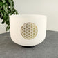 KVKA  8 Inch C Note 528Hz Life of Flower Design Chakra Frosted Quartz Crystal Singing Bowl with Free Mallet