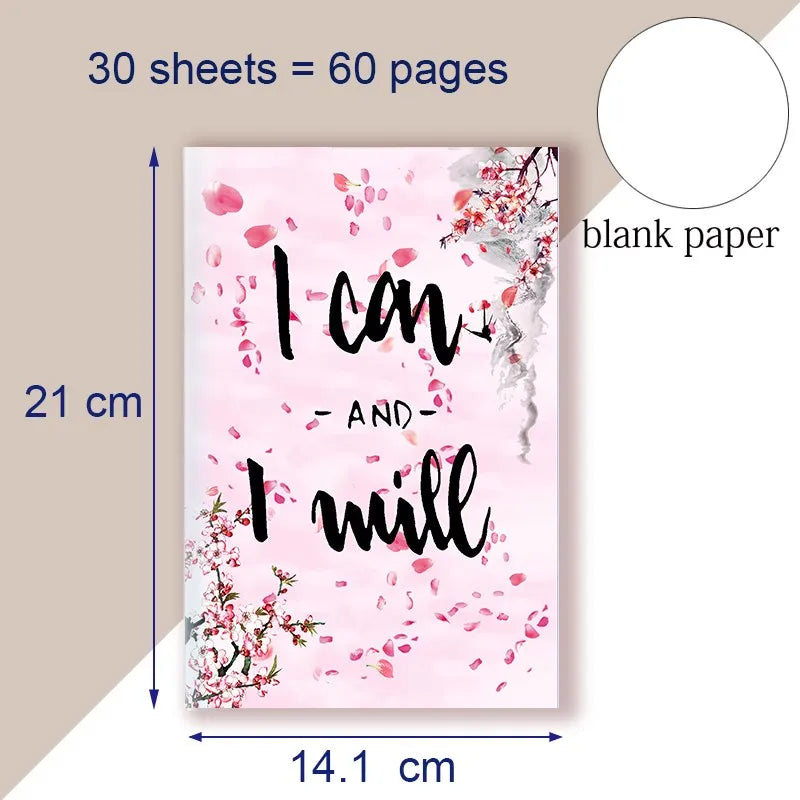 A5 Notebook Note Book Motivational Quote - I Can and I Will - Sketch Writing Blank Journal Success Notepad New Job Graduation