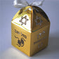 50pcs Metallic Paper Souvenir Gift Box Wedding Bar/Bat Mitzvah Favor Package Personalized Names Add Logo for Free Star of David