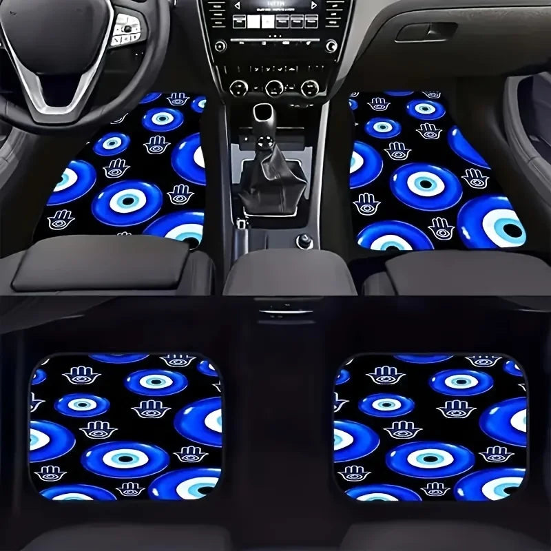 4pcs Car Floor Mats with Evil Eye Graphics - High Quality 3D Printing, Perfect for All Seasons, Great Gift for Men And Women