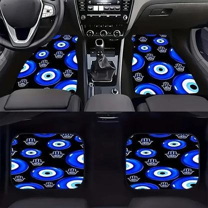 4pcs Car Floor Mats with Evil Eye Graphics - High Quality 3D Printing, Perfect for All Seasons, Great Gift for Men And Women
