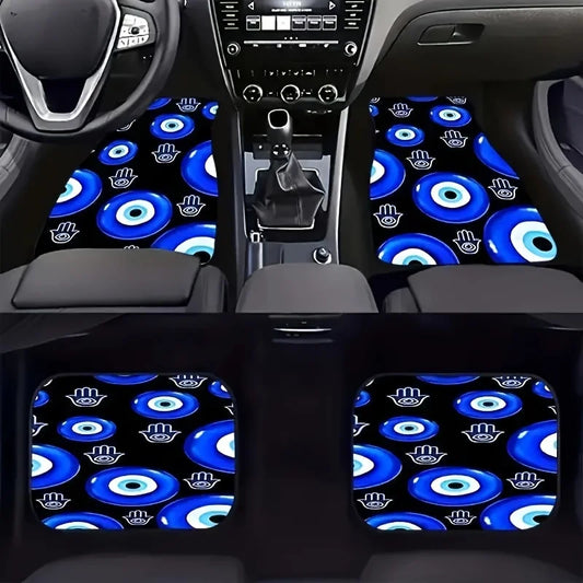 4pcs Car Floor Mats with Evil Eye Graphics - High Quality 3D Printing, Perfect for All Seasons, Great Gift for Men And Women