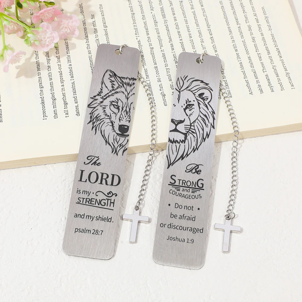 The Lion King Bookmark with Cross Pendant ,Bible Verse Inspirational Religious Gift, Christian for Reading Lovers Book Accessory