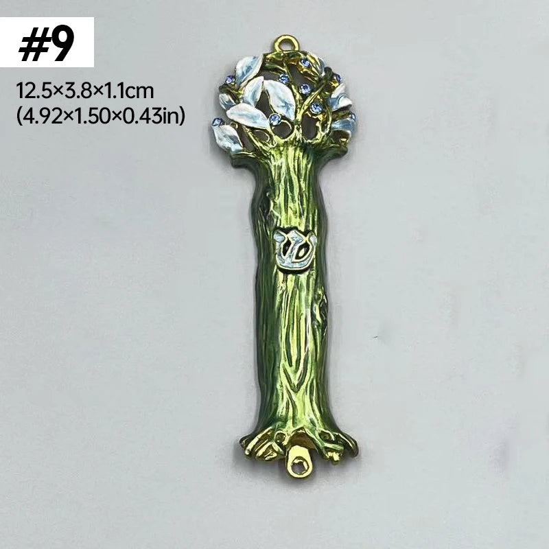Jewish Mezuzah Case Cover Home Blessing Door Ornaments Delicate Enamel Flowers Embellished Crafts Jewish Traditional Holy Gifts