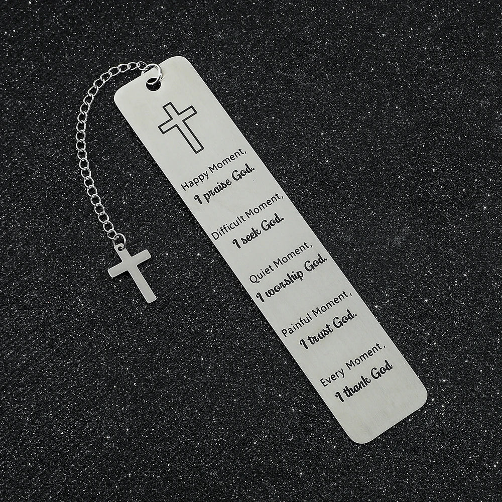 Religious Stainless Steel Bookmarks with Charms，Durable Page Markers for Christians, Bible Readers & Gift - Givers