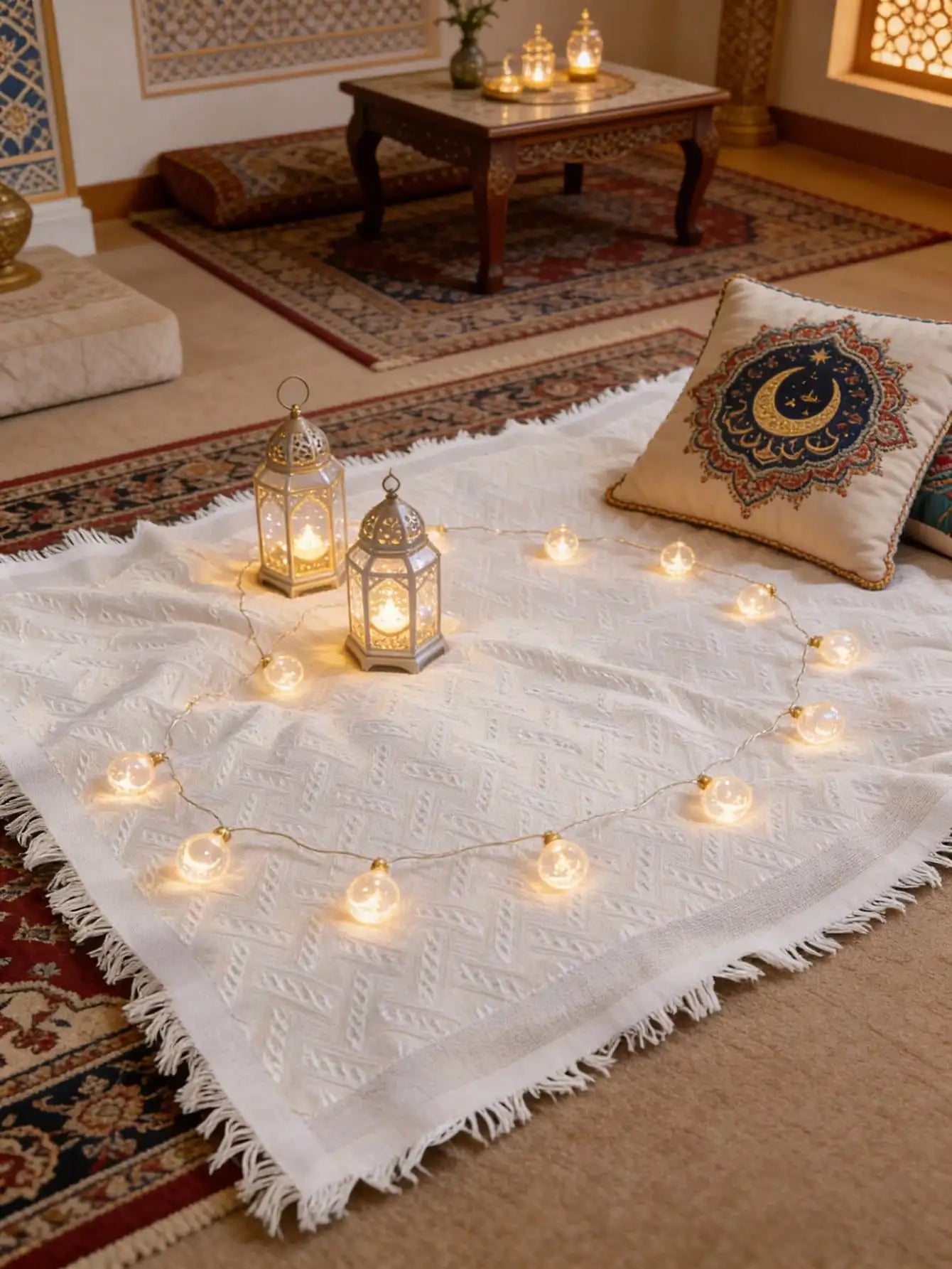 1pc boho Yoga Meditation mat- Cotton Blend Fringe Muslim Prayer Mat Rug Ramadan Gift for Outdoor Picnics Home Decor