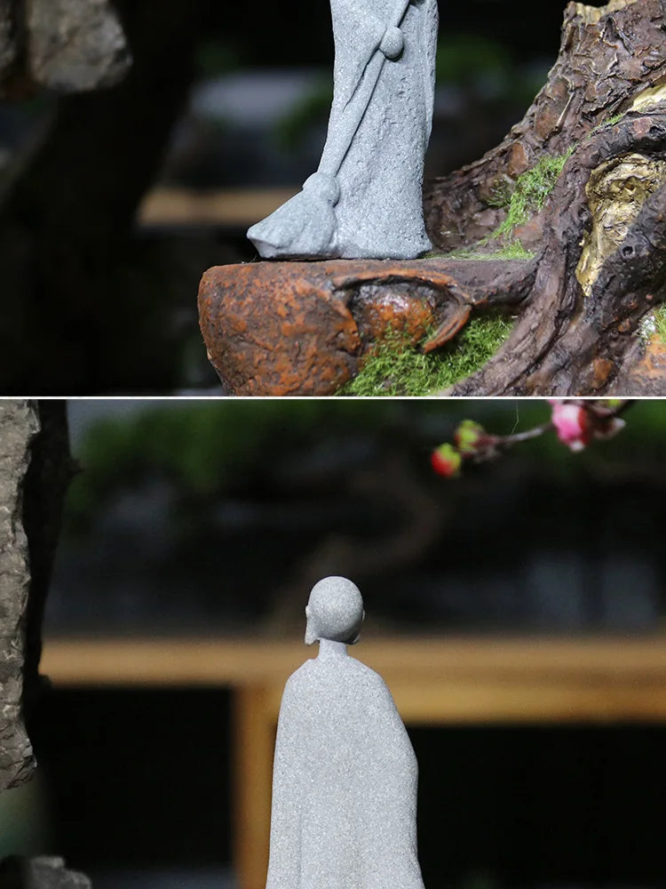 Buddha Stone Statue Little Buddhist Monks Tibetan Buddhism Figurines Zen Garden Ornament Meditation Home Aquarium Decoration