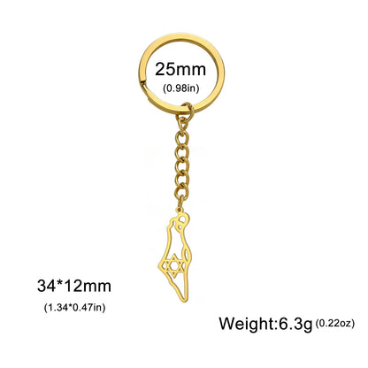 Lucktune Israel Star of David Pendant Keychain for Women Men Stainless Steel Jewish Keyring Judaism Jewelry Gift Wholesale 2025