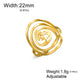 Dawapara Buddhism Spiritual OM Ohm Symbol Adjustable Ring Spiral Sacred Geometry Finger Ring Stainless Steel Jewelry