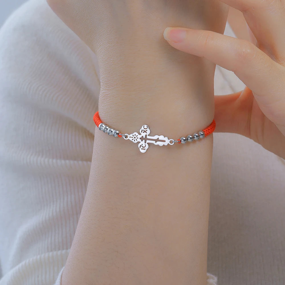 Dawapara Orthodox Bracelet for Women Men Vintage Faith Charm Bracelet Spiritual Gift Stainless Steel Religious Christian Jewelry