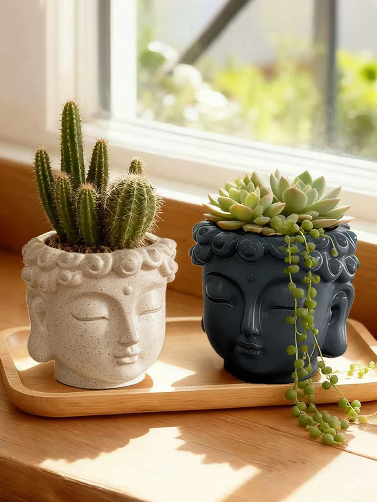 Creative Buddha Statue Flowerpot Green Potted Plants Container Home Courtyard Garden Decor Resin Handicrafts Ornament Gift