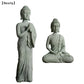 1Pcs Mini Buddhism Figurine Desk Decor Zen Statue Green Sandstone Thailand Ornament Buddha Garden Statue Fish Tank Decor〔Nest〕