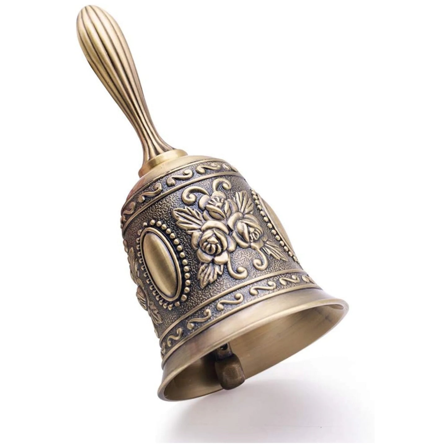 Retro Metalen Tone Hand Bel Metalen School Diner Shoptea Bell Hand Held Craft Bruiloft Decoratie Alarm School Kerk Klaslokaal