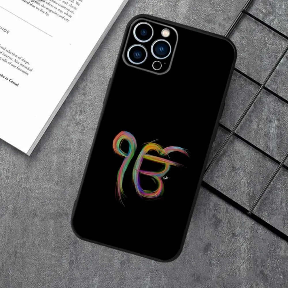 Sikh Khanda Sikhism Phone Case For iPhone 16,15,14,13,12,11,XS,XR,X,8,7,Pro,Max,Plus,mini Silicone Black Cover