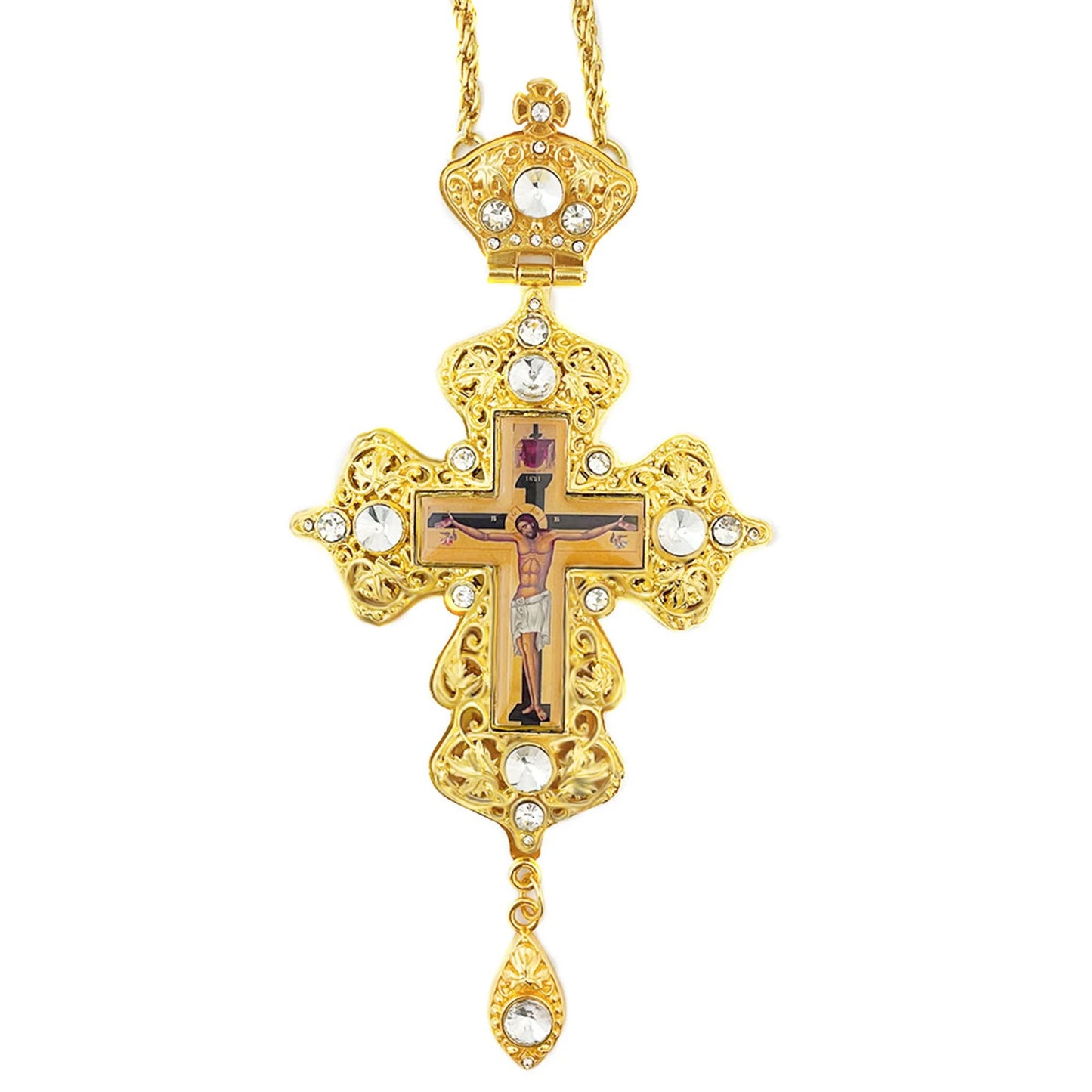 HTISOK Orthodox Cross Pendant Jesus Pendant Zinc Alloy Cross Necklace Gift for Priests with Gift Box Baptism Worship Blessing