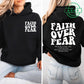 Faith Over Fear Print Sweatshirt Women Harajuku Casual Loose Hooded Bible Verse Jesus Fashion Hoodies Autumn Warm Female Clothes