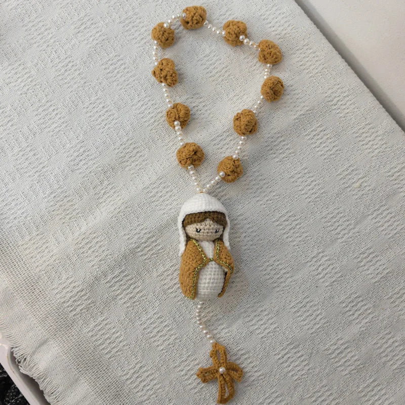 Handmade Christening Baptism wedding engagement Communion birthday Bridal Rosary with Saint Christmas Gift Home Decoration