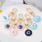 1Pcs Round Evil Eye Keychain Key Ring For Friends Couples Boho Blue Eye Bag Car Key Phone Charm Accessories Jewelry