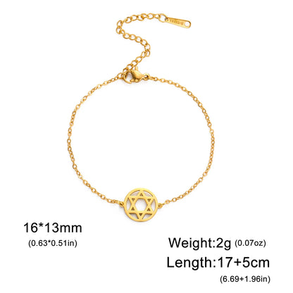 Dawapara Star of David Bracelet Jewish Prayer Judaica Hexagram Charm Protection Amulet Couple Gift Stainless Steel Jewelry