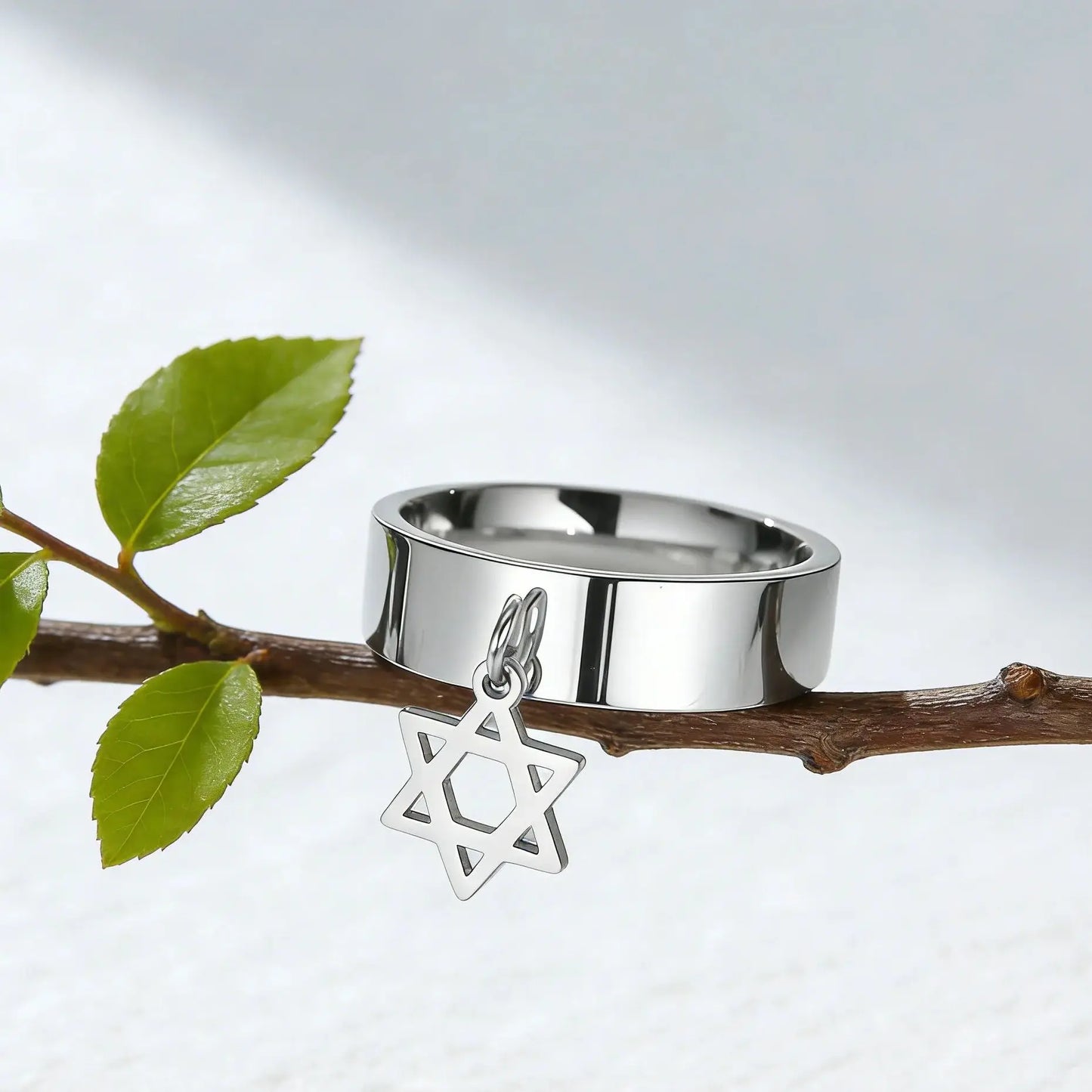 Lucktune Star of David Ring Stainless Steel Women's Finger Rings Vintage Hexagram Jewish Judaism Jewelry Party Birthday Gifts