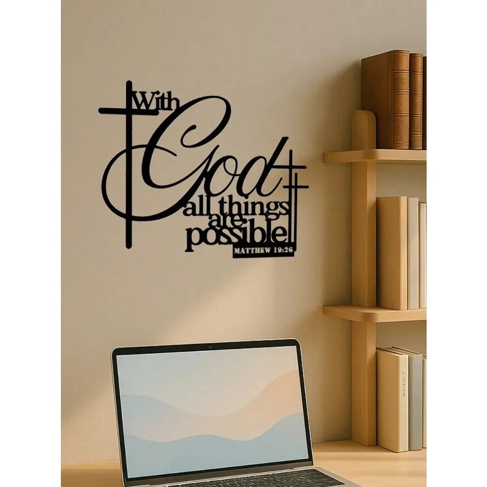 Rustic Iron Religious Wall Art Christian Scripture Sign Weatherproof Outdoor Decor