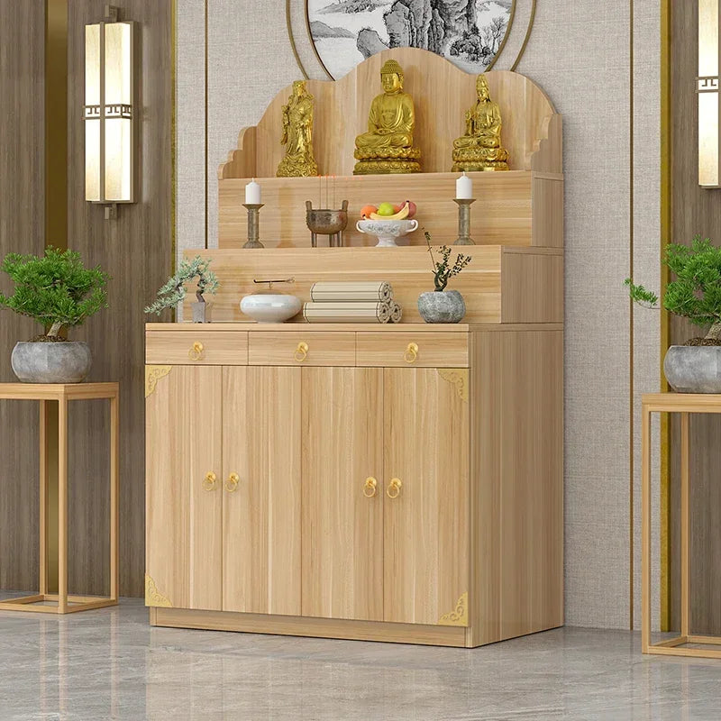A  New Chinese Household Altar Incense Burner Table Economical Altar Three-Layer Heightening Buddha Shrine feng shui