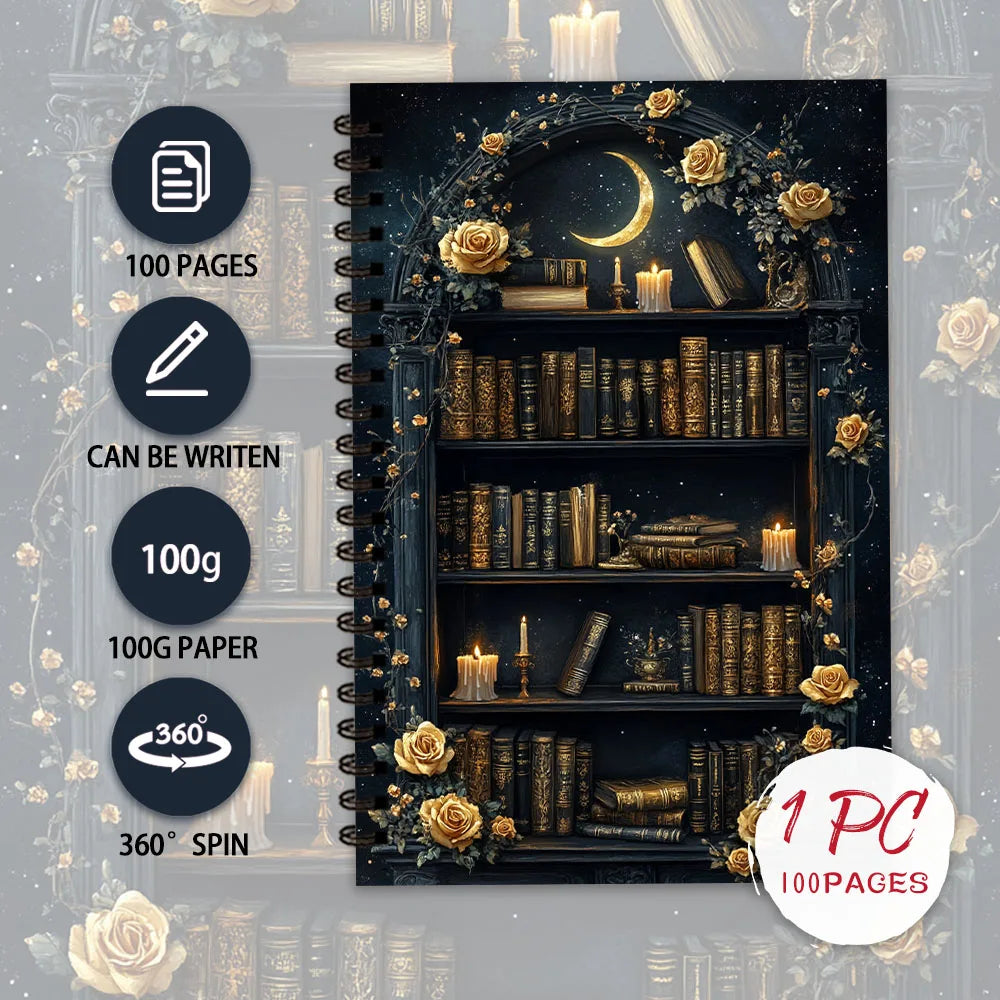 Starry Night Library Notebook,Journal,Blank Lined Pages,Gift for Note-Taking,Inspiring for Men and Women, Perfect for Students
