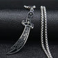 Islamic Imam Ali Zulfiqar Sword Pendant Necklace for Women Men Stainless Steel Gold Color Arabic Religion Chain Jewelry NZZZ764