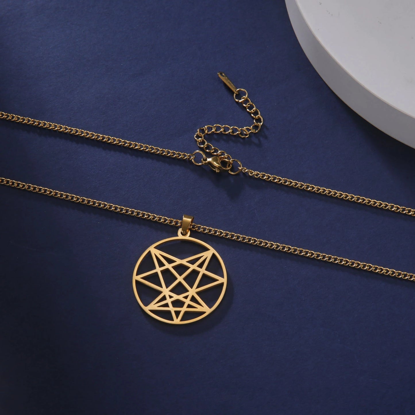 EUEAVAN 1pc Order of Nine Angles Symbol Pendant Amulet Stainless Steel Round Pendants Sacred Geometric Charms Jewelry Making