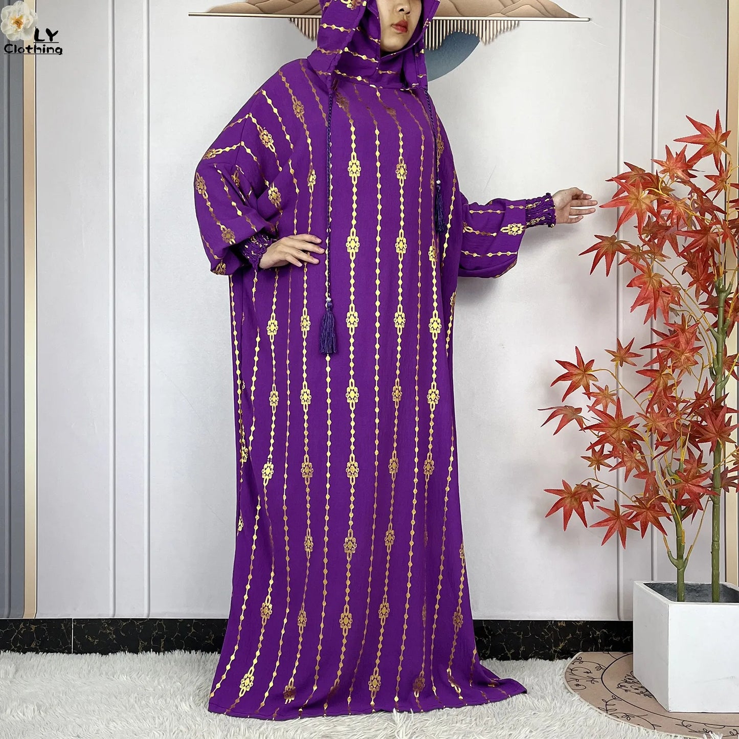 New Long Sleeves Two-Hat Abaya Loose Muslim Ramadan For Women Prayer Clothes Dubai Turkey Islam Dress African Kaftan Women Dress