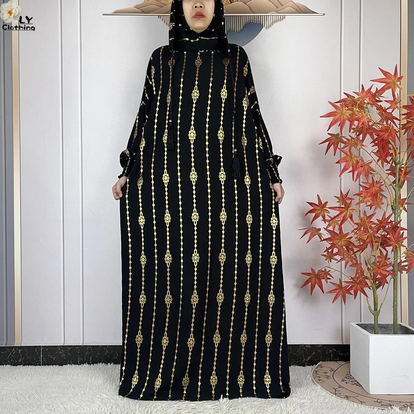 New Long Sleeves Two-Hat Abaya Loose Muslim Ramadan For Women Prayer Clothes Dubai Turkey Islam Dress African Kaftan Women Dress