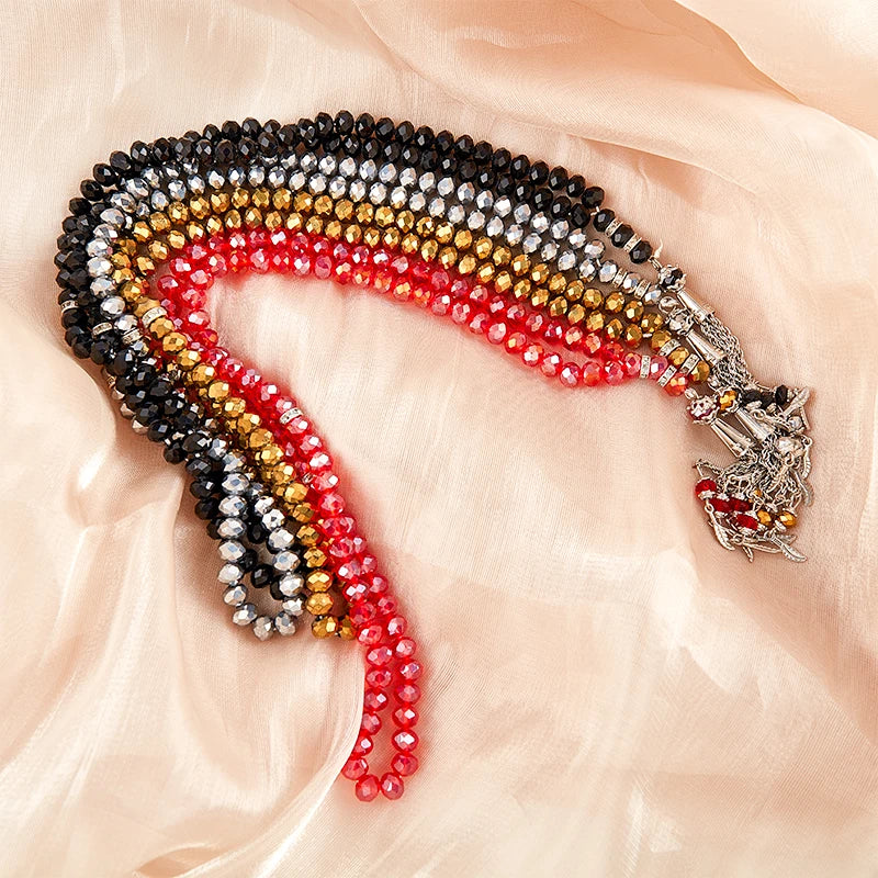 8mm 99 Beads Crystal Prayer Beads Crystal Bracelets Tasbih Tasbeeh Misbaha Bracelet Islamic Muslim DIY Bracelet Jewelry