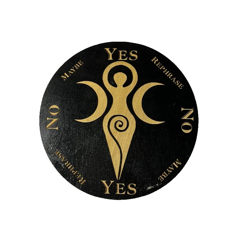 Muy Bien 1PC Wooden Pendulum Board for Divination Meditation Metaphysical Altar Coaster Crystal Base Mat Signs for Home Decor