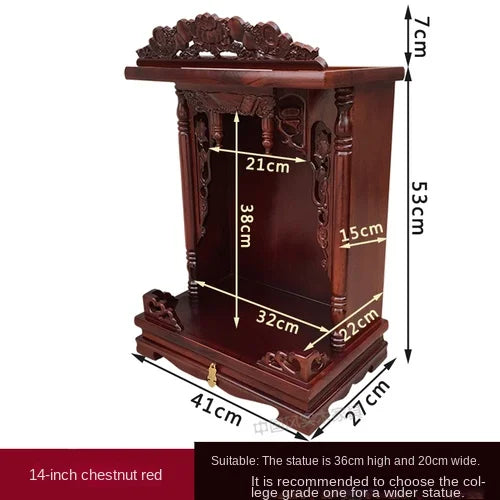 Standing Cabinet with Buddhist Nativity, Solid Wood, God of Wealth